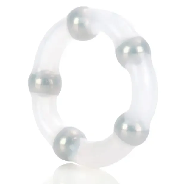 CalExotics Male Sex Toys Metallic Bead Ring Clear