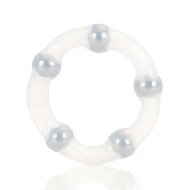 CalExotics Male Sex Toys Metallic Bead Ring Clear
