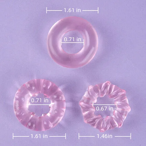 AcmeJoy Male Sex Toys Acmejoy 3Piece Set Cock Rings HighElasticity Tpe Rings For Male Pleasure