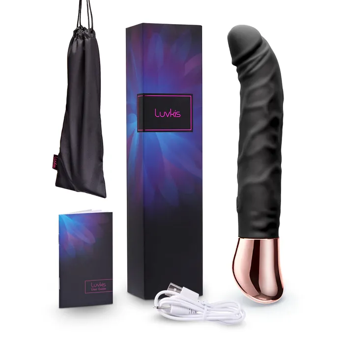 Female Sex Toys Black Realistic Gspot Dildo Vibrator Wand Massager Luvkis
