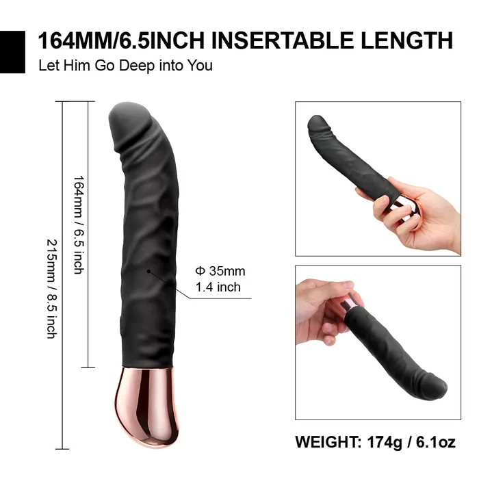 Female Sex Toys Black Realistic Gspot Dildo Vibrator Wand Massager Luvkis