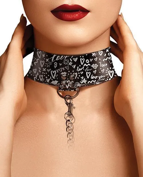 Shots America LLC Vibrators Shots Ouch Love Street Art Fashion Printed Collar Wleash Black Shots America LLC Vibrators Shots Ouch Love Street Art Fashion Printed Collar Wleash Black