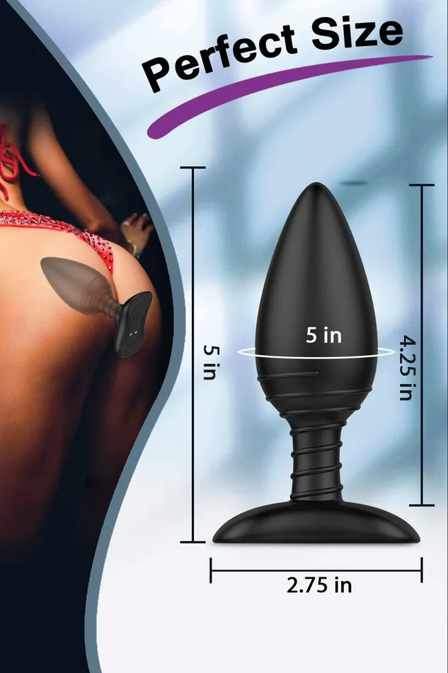 YOSPOSS Male Sex Toys 6 Modes Vibrating Anal Butt Plug with Spiral Pattern Flexible Neck