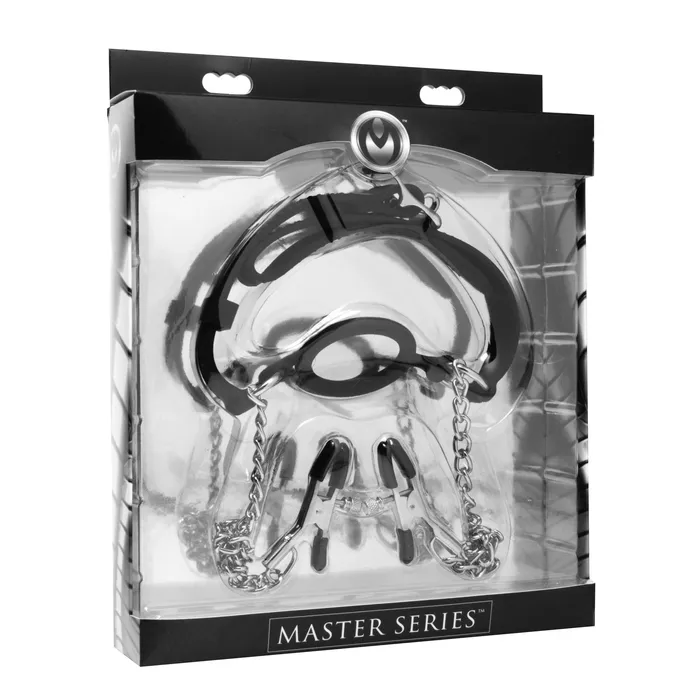 Master Series Male Sex Toys Mutiny Silicone ORing Gag with Nipple Clamps