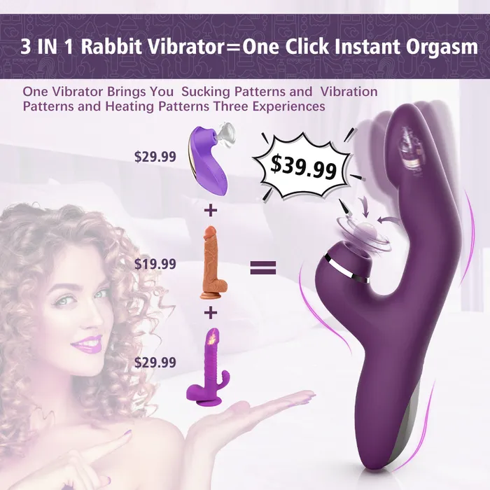 3 in 1 bunny vibrator 5 sucking with heating function Earlypeach Female Sex Toys