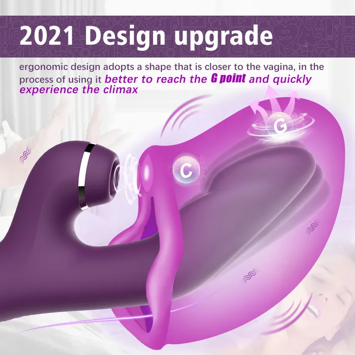 3 in 1 bunny vibrator 5 sucking with heating function Earlypeach Female Sex Toys