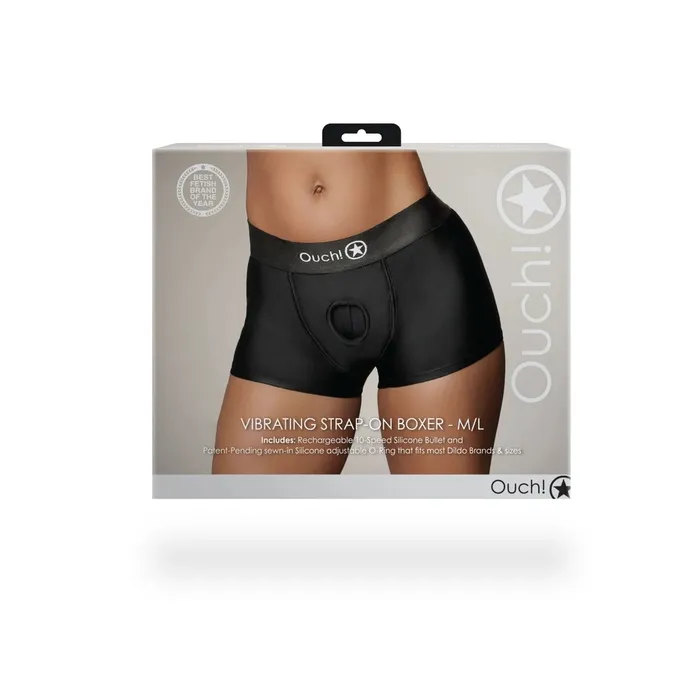 Ouch Vibrating StrapOn Boxer Black Ouch Female Sex Toys