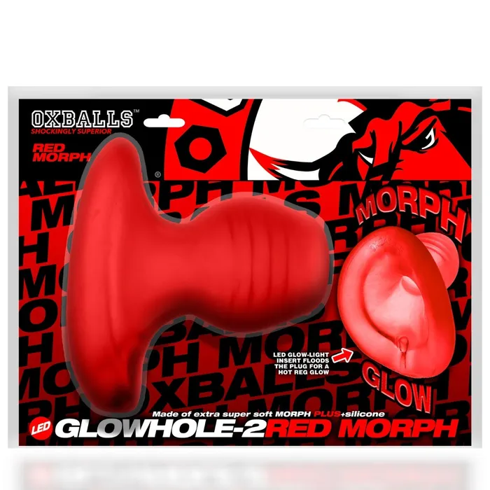 Oxballs Oxballs Glowhole 2 Hollow Fuck Plug With LED Insert Red Morph Large Male Sex Toys