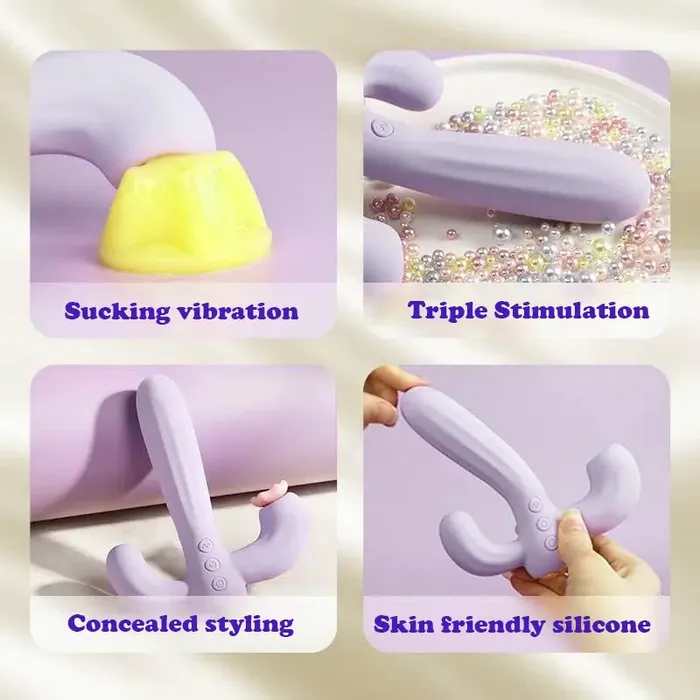 Vibrators Cactus Triple Head Vibrating Sucking Massager Inyarose