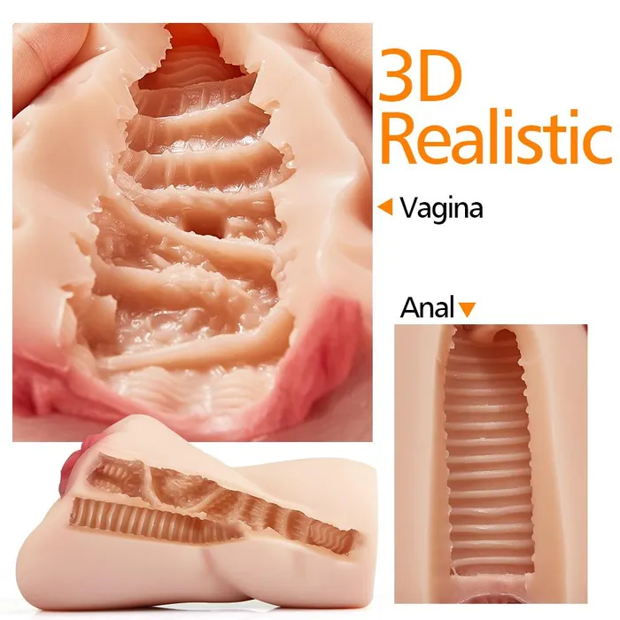 59 Fat Lips 3D Channel Pussy Anal Lifelike Stroker ADLTOYFUN Male Sex Toys